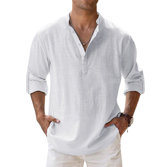 Heren - Shirt met lange mouwen - Linnen, lichtgewicht stof - Casual zomerkleding
